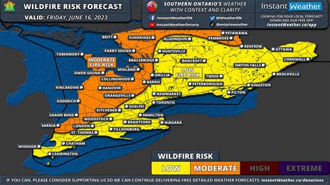 Southern Ontario Wildfire Risk Forecast For Friday June 16 2023