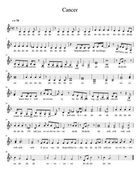 Cancer Mcr Sheet Music For Piano Download Free In Pdf Or Midi