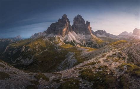 Tre Cime Di Lavaredo Dolomites Sunrise Panorama Michael Shainblum Photography