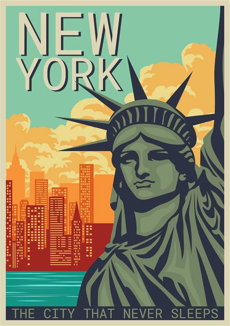 New York Poster 273996 Vector Art At Vecteezy