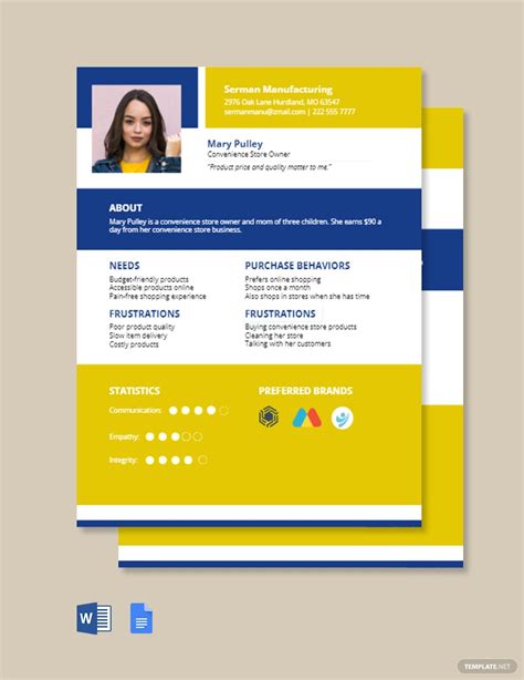 Customer Persona Template In Word Free Download