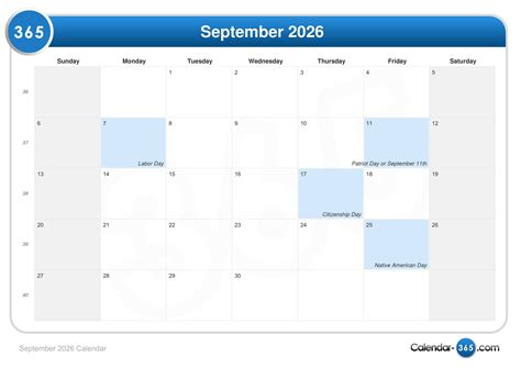 September 2026 Calendar