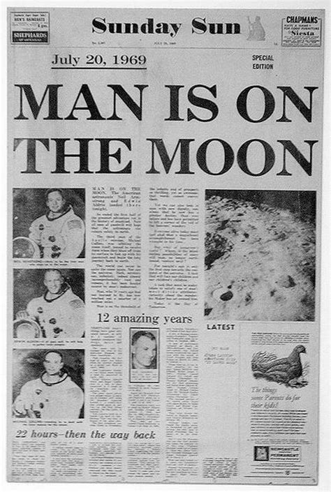 Vintage 1969 Apollo Moon Landing Newspaper Slishbychiesakuranejp