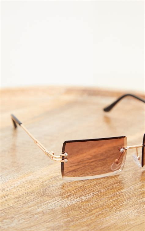 Rose Lens Square Frameless Sunglasses Prettylittlething Ca
