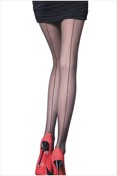 lady s sexy pin up girl black nude sheer back seamed pantyhose fetish thigh high stockings in