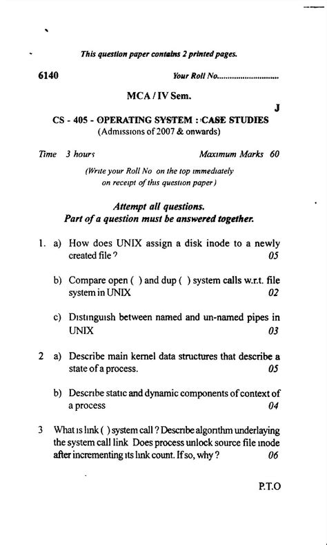 Delhi University Mca Nd Year Iv Sem Exam Question Papers