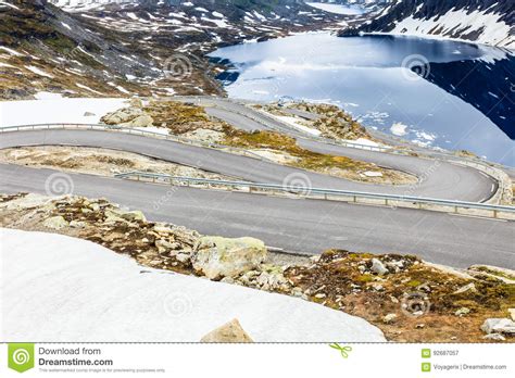 Djupvatnet Lake And Road To Dalsnibba Mountain Norway Stock Image