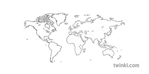 World Map Black And White 1 Twinkl