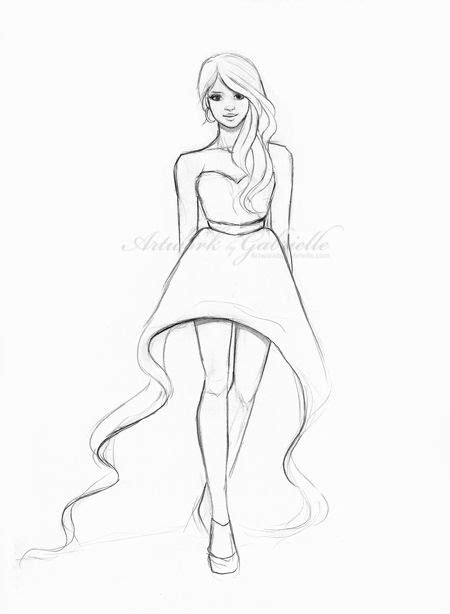 Draw A Pretty Girl In A Dress | Girl drawing easy, Girly drawings