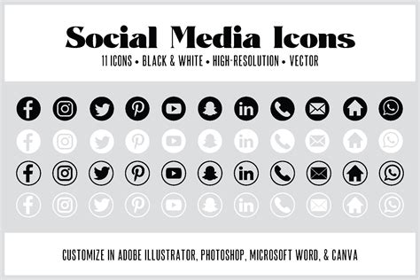 11 Customizable Social Media Icons Canva Icons Vector Icons Png By