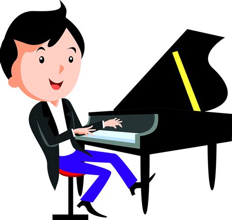 Cartoon Piano Child Playing Piano Play The Piano Dibujo Clipart