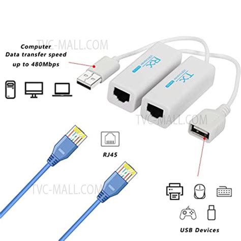 Usb To Rj45 Ethernet Extender Usb20 Signal Converter Tx Rx Extension