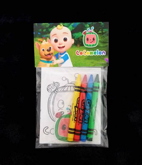 Cocomelon Mini Coloring Pages And Crayons Birthday Party Etsy