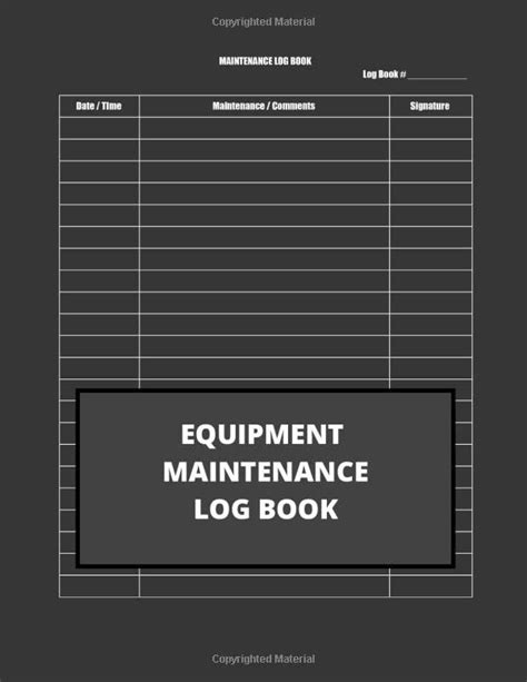 Equipment Maintenance Log Repairs And Maintenance Record Book For Home