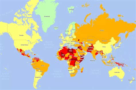 Map Of World Most Dangerous Countries
