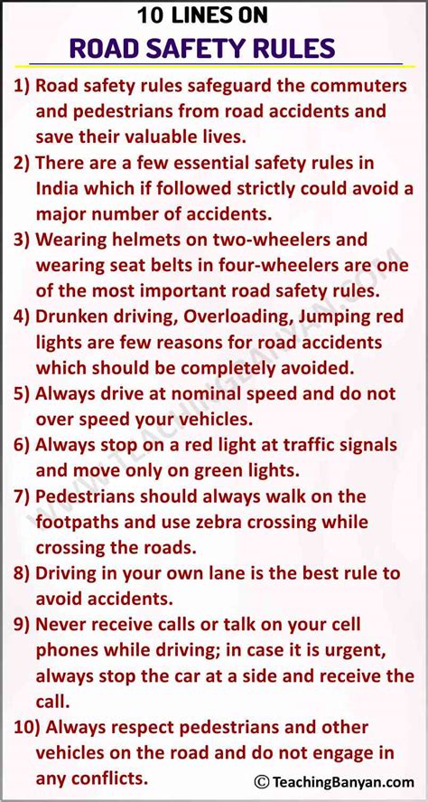 10 Lines On Road Safety Rules﻿ For Children And Students Of Class 1 2