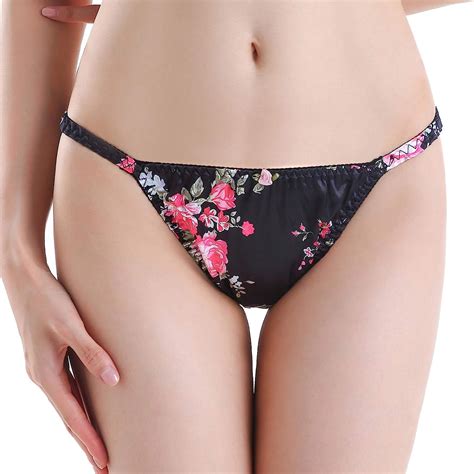 Amazon Com Satini Women S Floral Satin Tanga Bikini Lingerie Panties