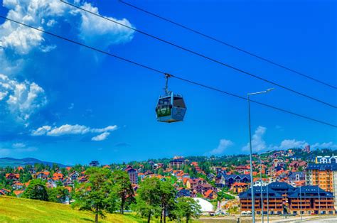 Gold Gondola During Ride At Day Time In Zlatibor Serbia Stock Photo