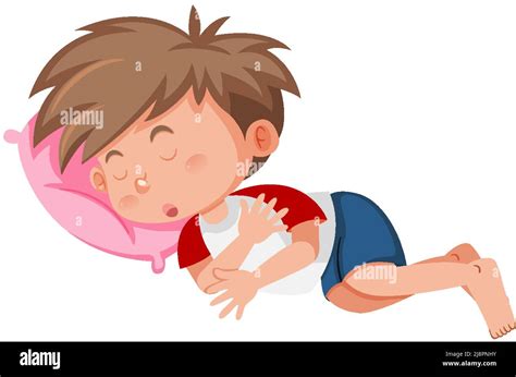 Little Boy Sleeping On A Pillow Illustration Stock Vector Image And Art