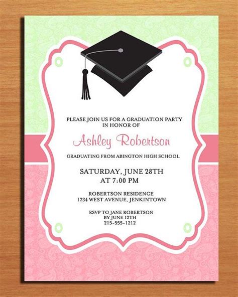 paisley graduation party invitation cards