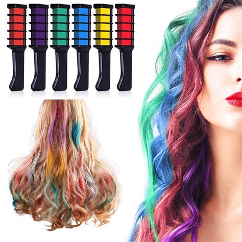 6 Color Temporary Bright Hair Chalk Comb Set Hair Color Portable Chalk