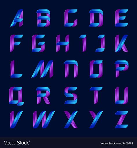 Blue And Purple Color English Alphabet Letters Set