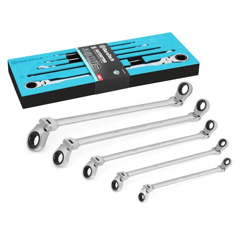 Extra Long Flex Head Double Box End Ratcheting Wrench Set Metric