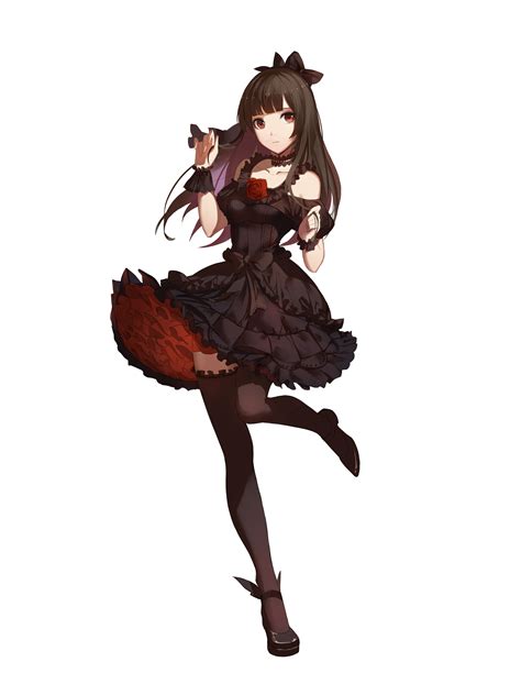 Wallpaper Black Dress Gothic Brown Hair Ribbons Anime Girl