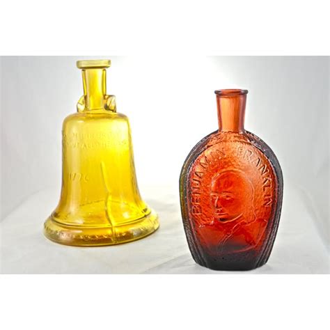 Red And Amber Glass Bottles A Pair Chairish