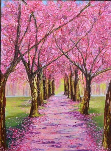 Sunset Cherry Blossom Sold Edelweiss Art Studio