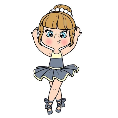 Premium Vector Cute Cartoon Little Ballerina Girl Dance In Lush Tutu