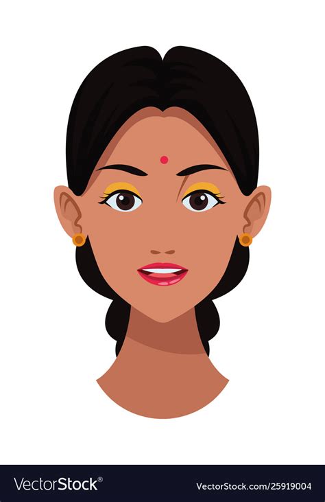 Indian Woman Face Avatar Cartoon Royalty Free Vector Image