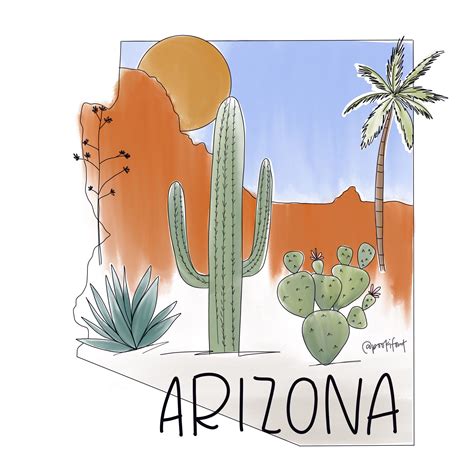Arizona State Art Cactus In The Desertarizona Art Cactus Desert
