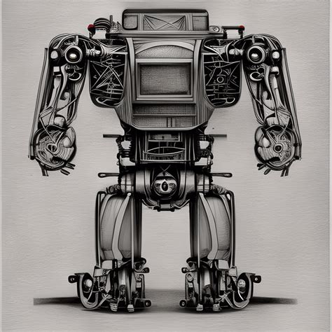 Blueprints For A Mechanical Robot Monster · Creative Fabrica