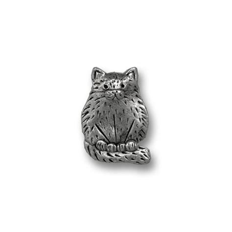 Pewter Fat Cat Lapel Pin Tie Tack Cat Jewelry