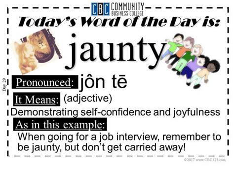 Jaunty Todays Word Of The Day Word Of The Day Words Fun Words To Say