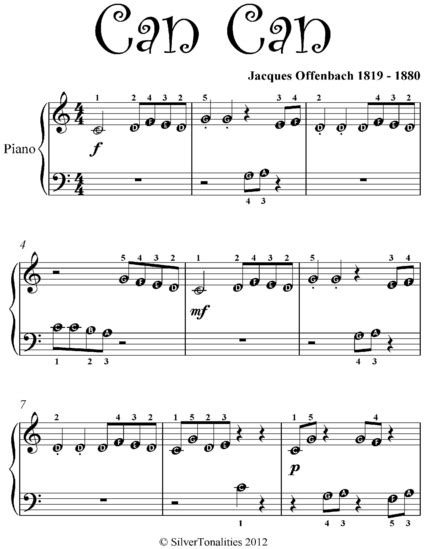 Our repertoire range from the easy category to the great classical masterpieces that are harder to learn and finally master. Can Can Beginner Piano Sheet Music (eBook) by Jacques ...