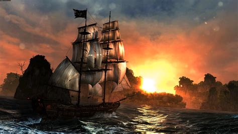 Assassin S Creed IV Black Flag Sunset Boat 4k Ultra Fondo De Pantalla