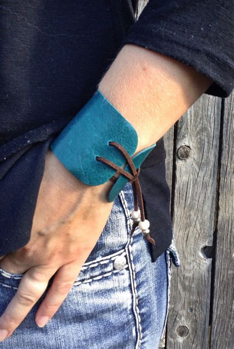 Leather Cuff Turquoise Leather Cuff Leather Bracelet Etsy Turquoise