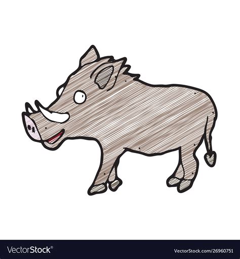 Digitally Drawn Wild Boar Design Hand Drawing Vector Image