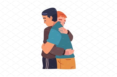 Man Character Hugging And Embracing People Illustrations ~ Creative