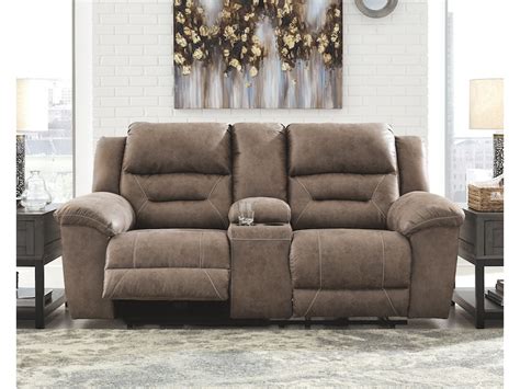 Stoneland Fossil Reclining Console Loveseat By Signature Design By