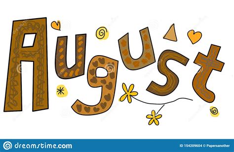 August Doodle Clipart Sticker Design Vector Illustration Cartoon Banner ...