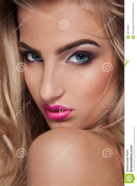 Glamour Portrait Of Sexual Blonde Woman With Blue Eyes Stock Image