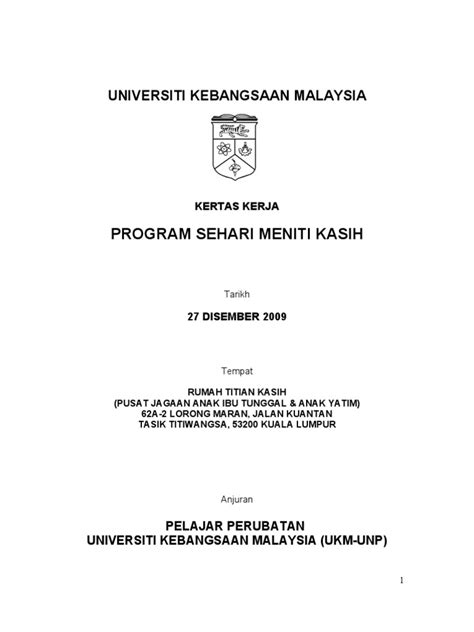 Wang bantuan makanan asrama lawatan sambil belajar ke shah alam dan melaka tengaharimakan malammakan petangminum malamminum sarapan kadar jumlah tuntutan rm 2.00 rm 4.00 rm 1.30 rm 4.00 rm 1.20 jumaat √ √ √ √ rm 10.50. Contoh Kertas Kerja Program Khidmat Masyarakat Ke Rumah ...