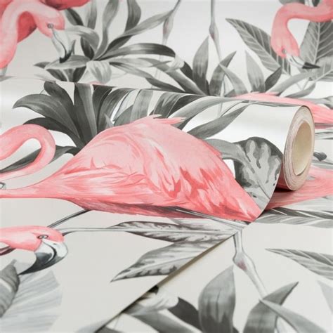 Flamingo Wallpaper Pink Soft Grey Flamingo Wallpaper Hippie