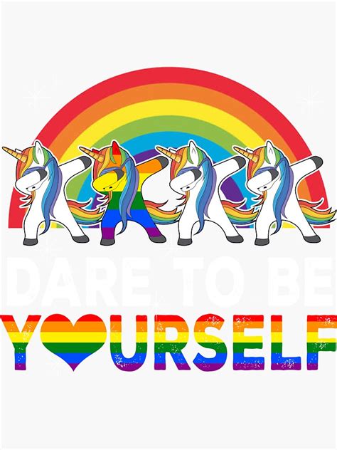 Lgbtq Unicorn Shirt Dare To Be Yourself Cute Dabbing Unicorn Rainbow Flag Gay Pride Support