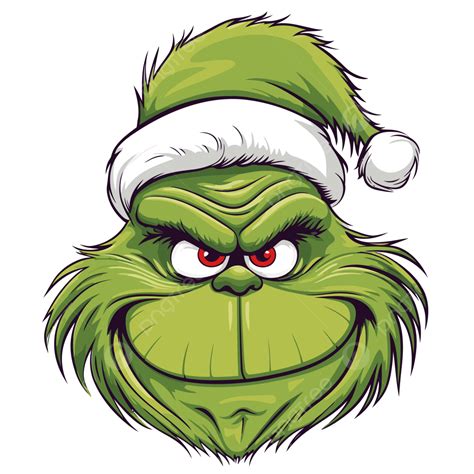 Printable Grinch Face Clipart Vector In The Style Of Colored Cartoon