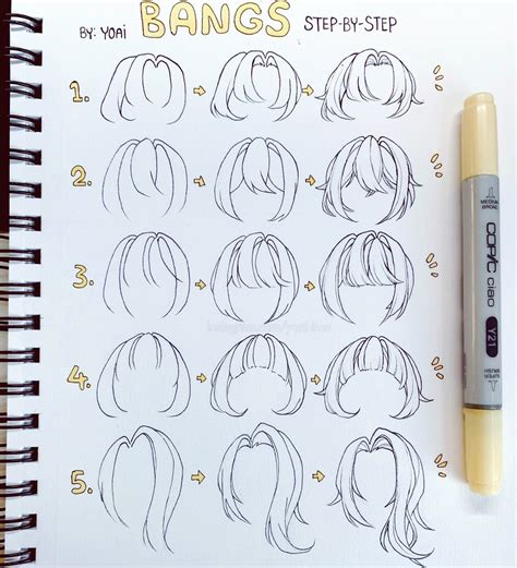 Step By Step For Drawing Bangs Which One Do You Like Most~ Stepbystep