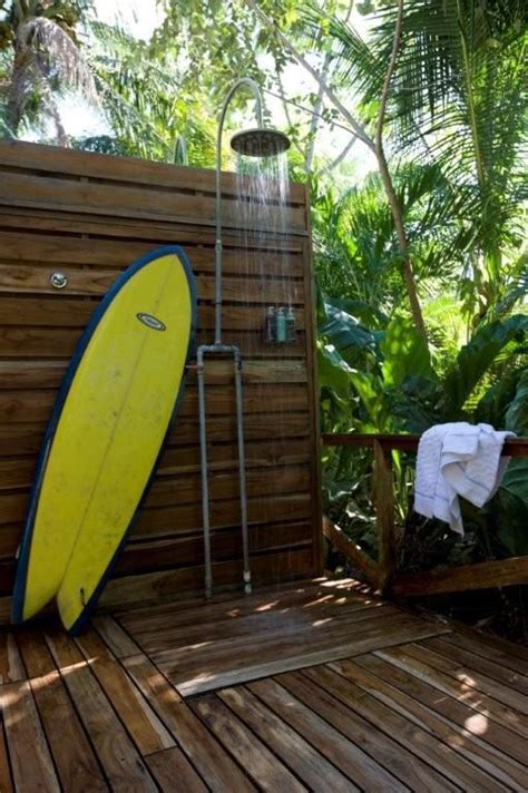 Outdoor showers bring back memories of showering by the beach after a day of sun, sand and salt water. Antique Cast Iron | Outdoor shower, Surf house, Beach ...
